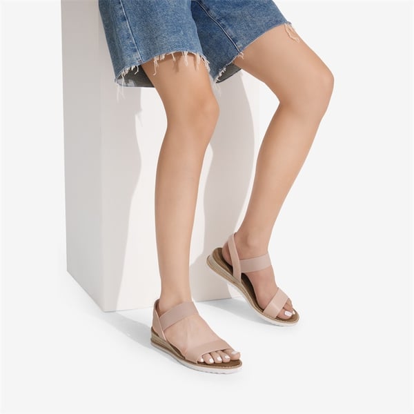 Ankle Elastic Strap Espadrille Flat Sandals - NUDE  PINK - 2